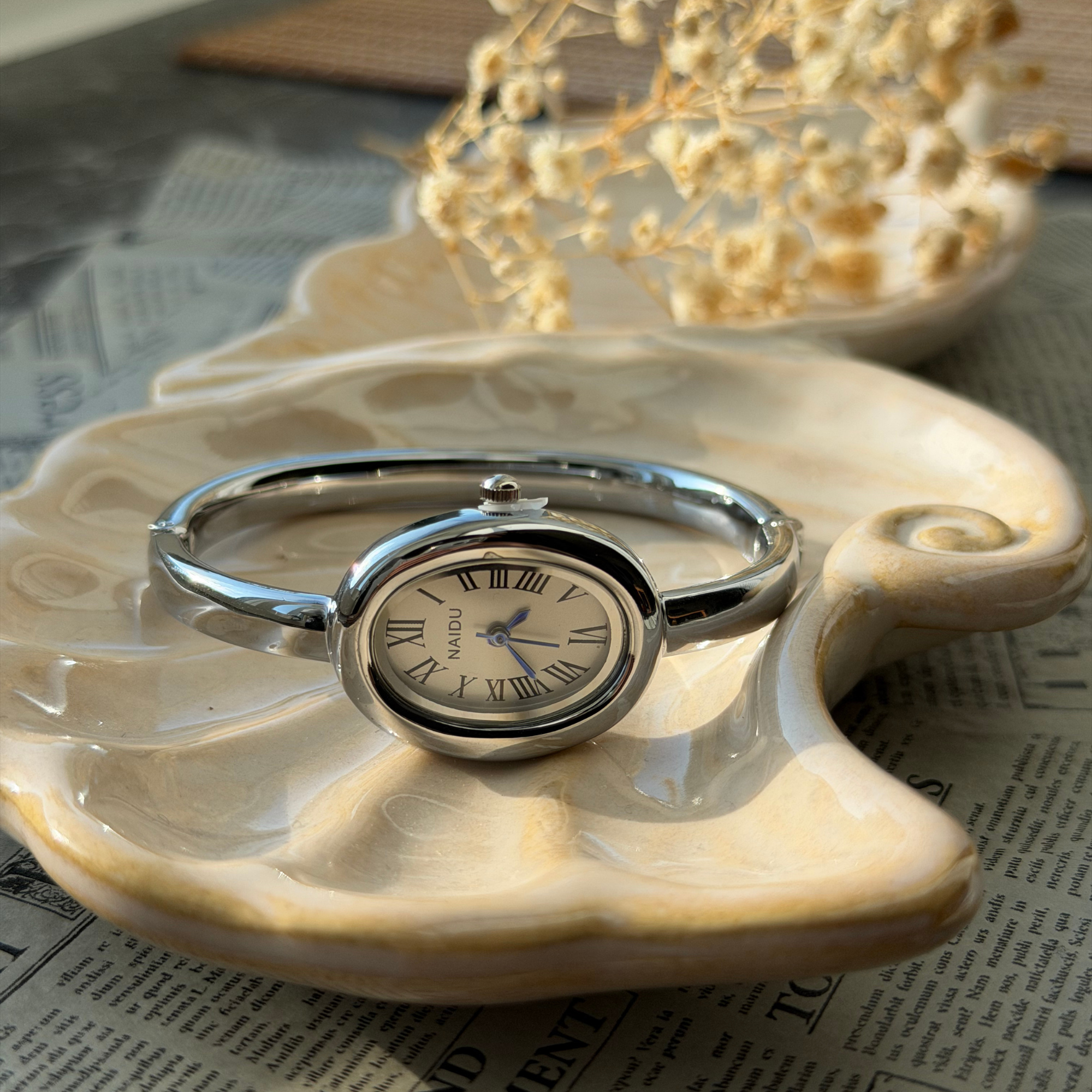 Silver Oval Watch